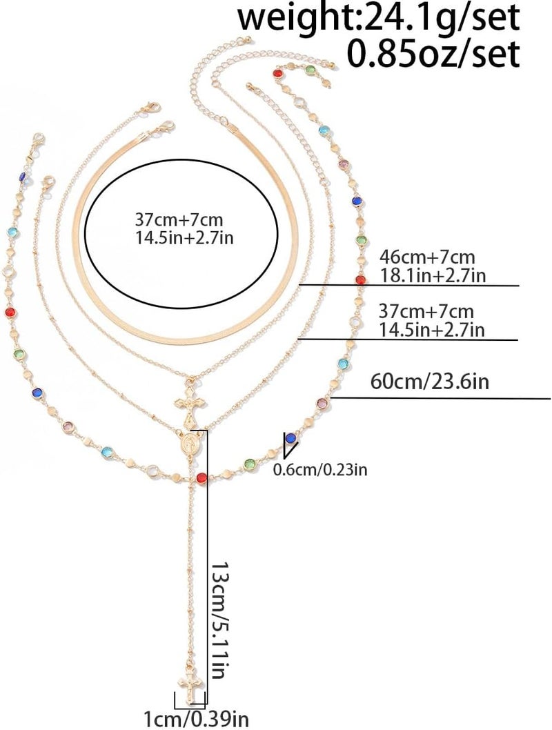 KURTCB Rhinestone Necklace for Women Boho Long Y Lariat Necklace Colorful Summer Beach Jewelry - Image 4